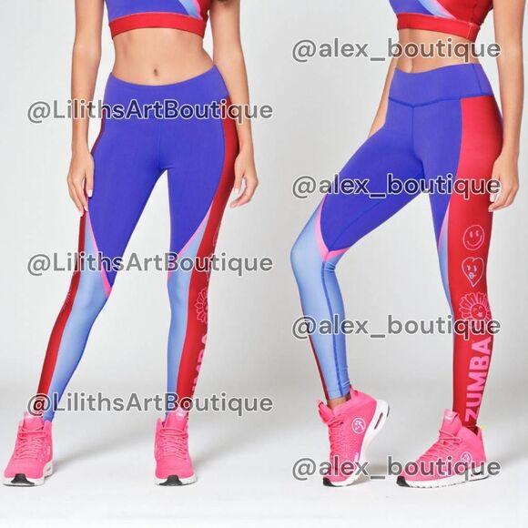 Zumba Happy Perfect Waistband Ankle Leggings Purple Pop Size S (E111) - Picture 1 of 7